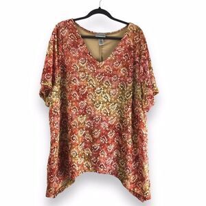 Maggie Barnes‎ Catherines Size 3XWP (26/28WP) Blouse Lace Overlay Paisley Floral